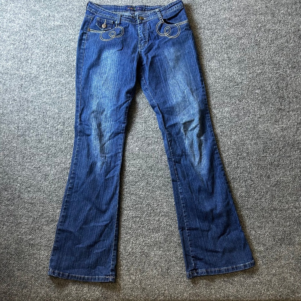 Human Be-In Jeans Womens Size 9 Blue Bootcut Embroidered Stretch Denim Casual